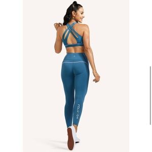 Peloton Move Mission Seam Blue High Waisted Marble Cycling Workout Leggings